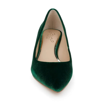 Jewel Badgley Mischka Enola Velvet Kitten Heel Pumps - Green Velvet