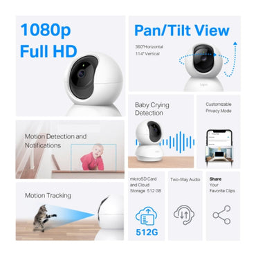 Tapo Smart Pan/Tilt 1080p Full HD WiFi Camera (Tapo C200)