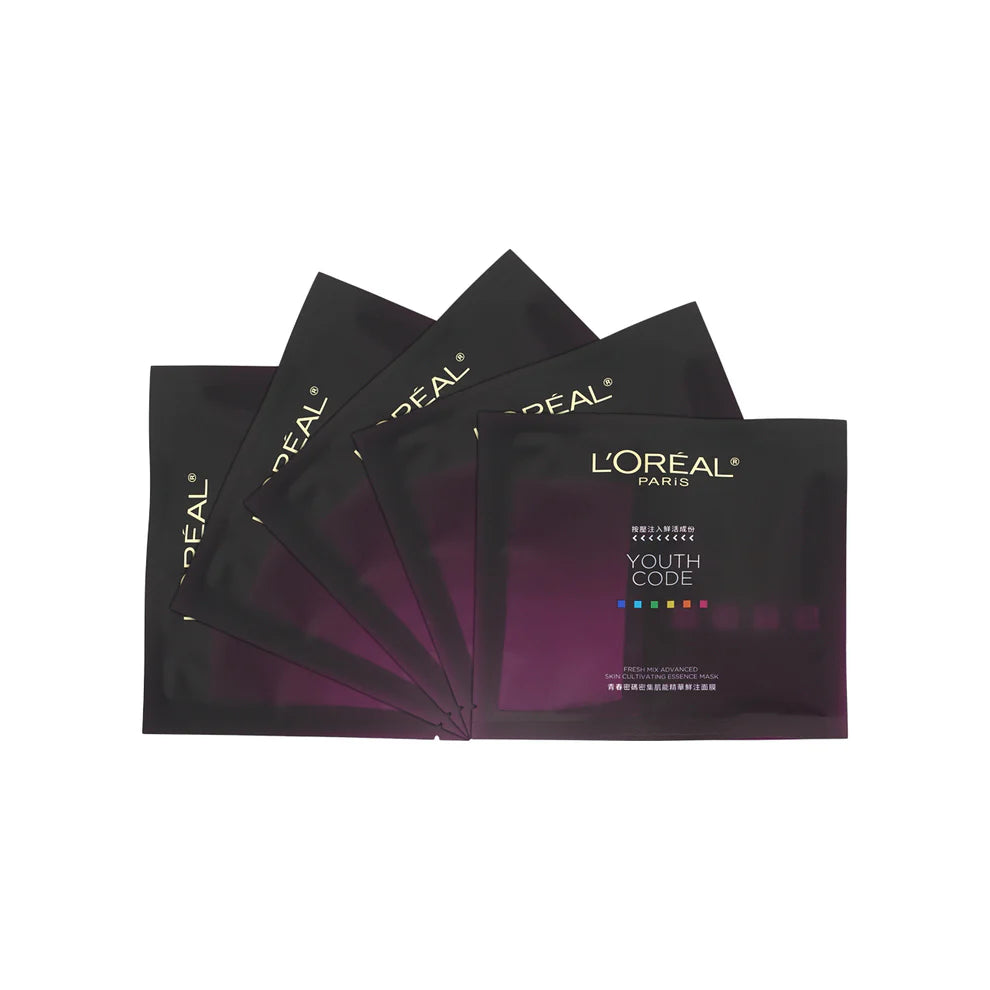 L'Oreal Paris Youth Code Fresh Advanced Skin Cultivating Essence Mask, 5pcs