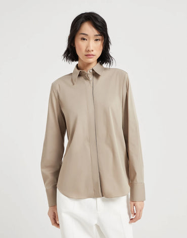 Brunello Cucinelli Stretch Cotton Poplin Shirt - Woman's
