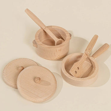Coco Village Wooden Pots and Pans Playset (6 Pcs)