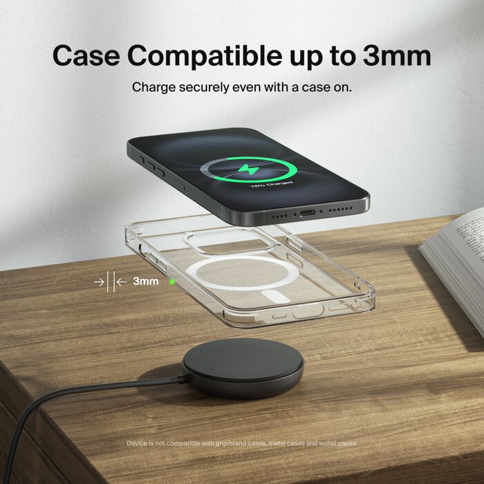 Belkin BoostCharge Pro Portable Wireless Charger Pad with Official MagSafe Charging 15W