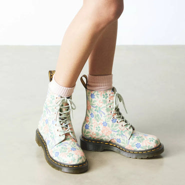 Dr. Martens 1460 Pascal Floral Reclaimed Leather Boots - Cloud Cream
