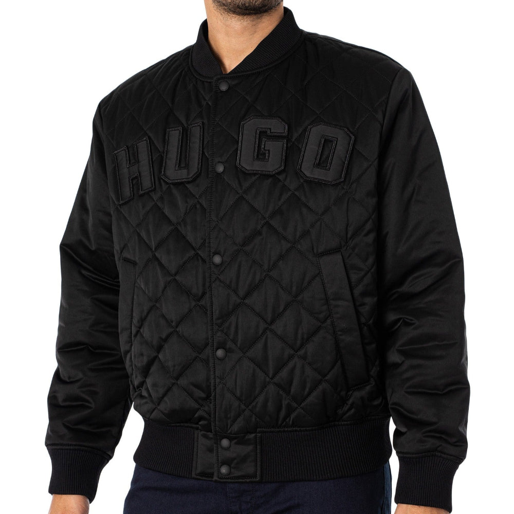 Hugo Boss Satin Bomber Jacket with Varsity-Style Logo