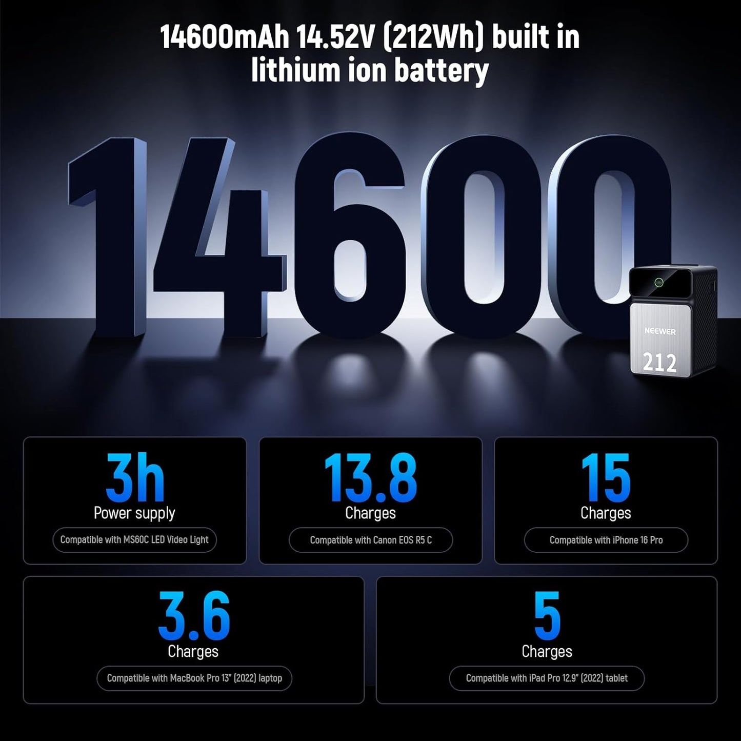 NEEWER PS212E V Mount Battery 14,500mAh