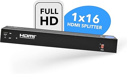 Orei 1x16 HDMI Splitter 16 Ports Professional HDMI Powered for Full HD 1080P & 3D Support - HD-1016