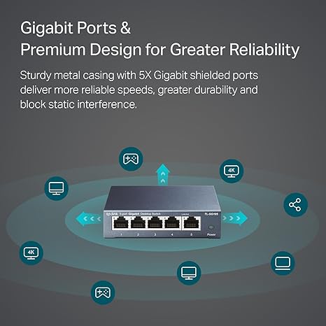 TP-Link TL-SG105, 5 Port Gigabit Unmanaged Ethernet Switch