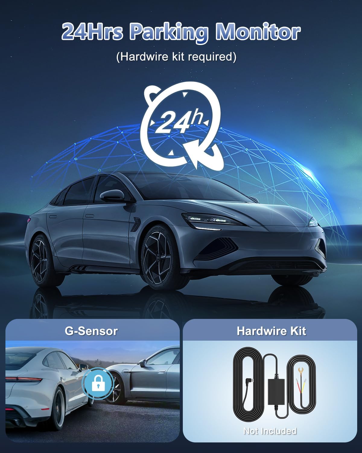 4K+1080P Dash Camera for Cars with 24-Hour Parking Monitor