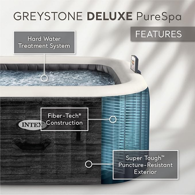 INTEX PureSpa Greystone Deluxe Inflatable Hot Tub - PICK UP ONLY
