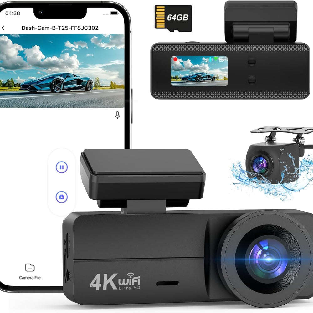 4K+1080P Dash Camera for Cars with 24-Hour Parking Monitor
