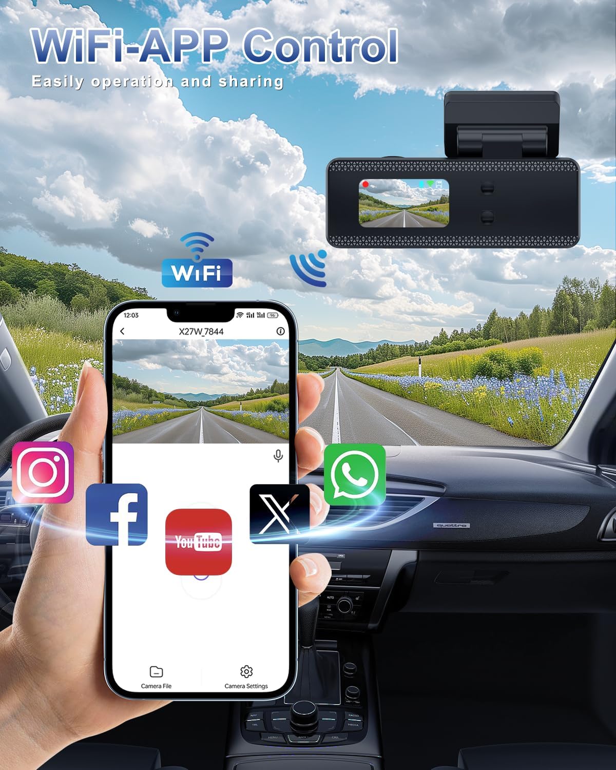 4K+1080P Dash Camera for Cars with 24-Hour Parking Monitor