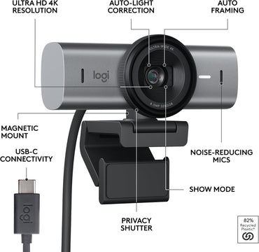 Logitech Mx Brio 4K Ultra HD Collaboration and Streaming Webcam