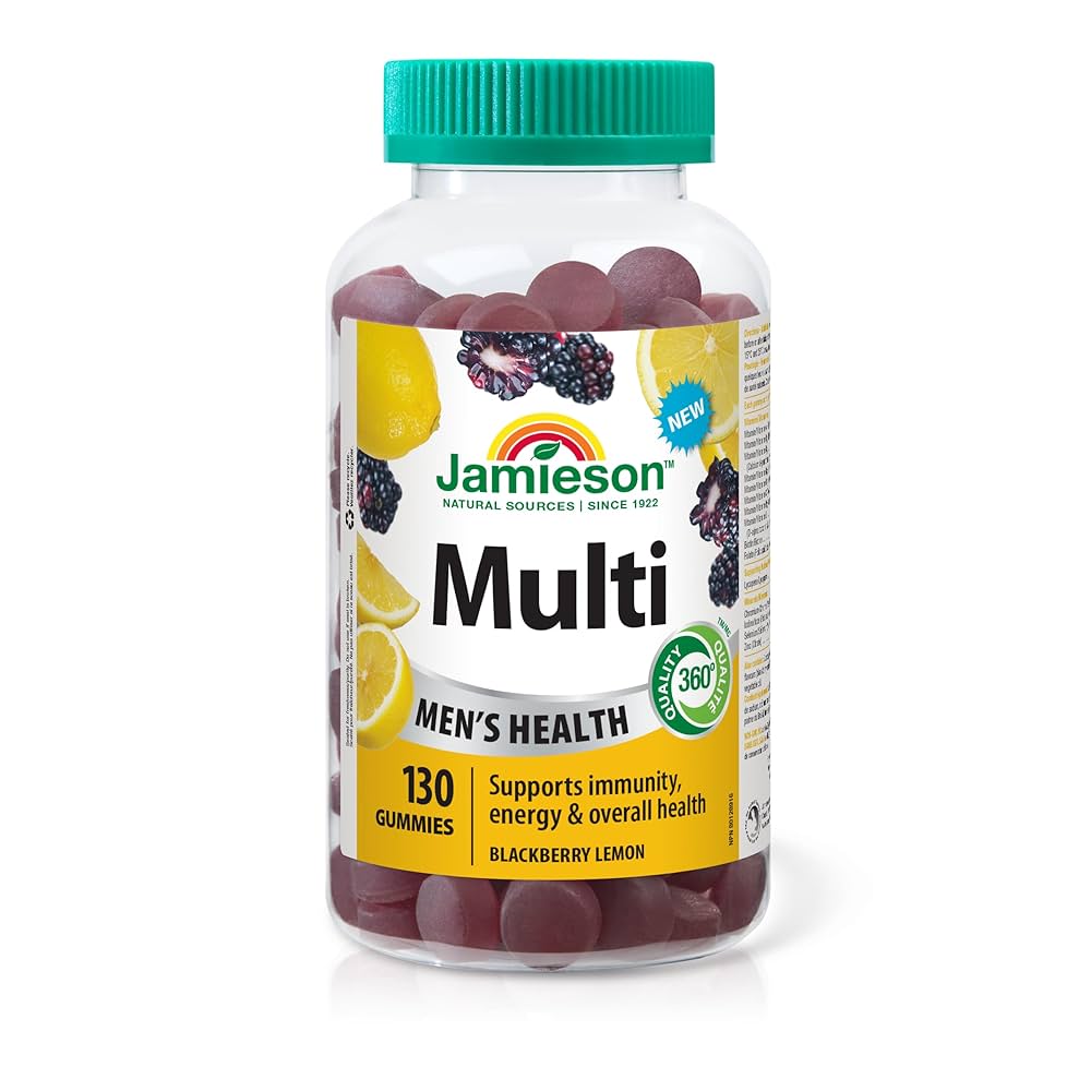Jamieson Men's Multivitamin Gummies Blackberry Lemon Flavour, 130 Count (3 Pack)