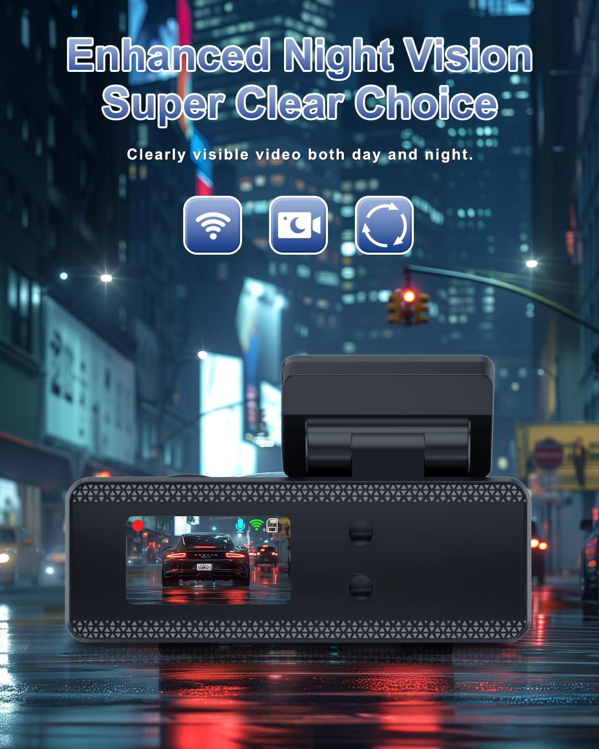 4K+1080P Dash Camera for Cars with 24-Hour Parking Monitor