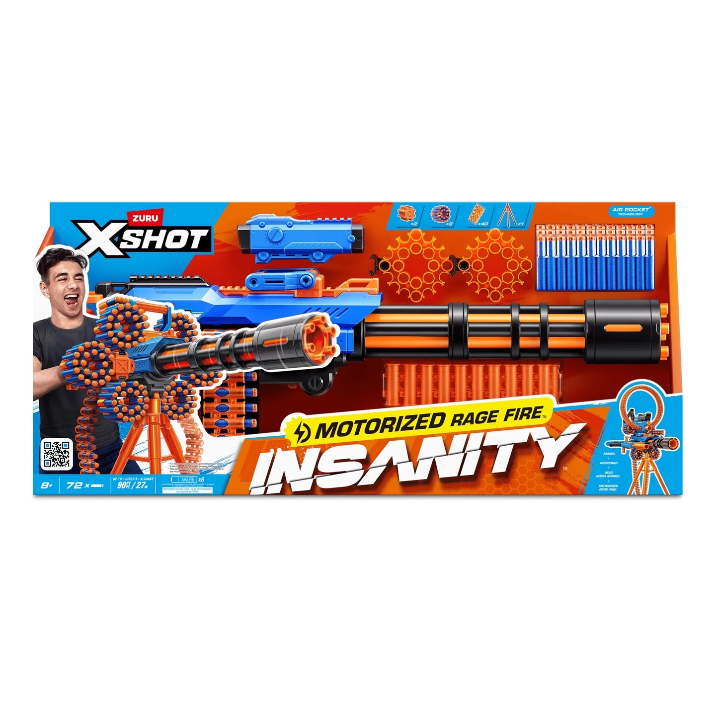 XSHOT Insanity Motorized Rage Fire (72 Darts) by ZURU, Foam Blaster for Kids