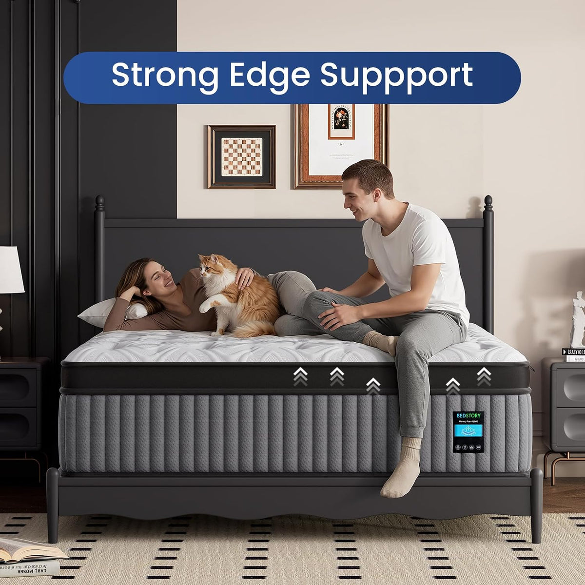 BedStory King Mattress 14 Inch Firm, Hybrid Mattress in a Box Pain Relief