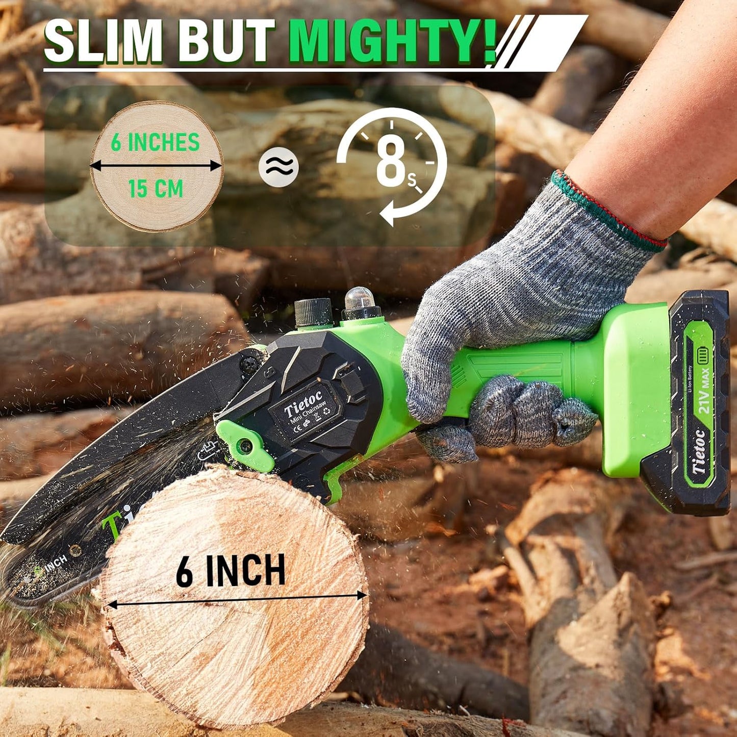 TIETOC Mini Chainsaw Cordless 6 Inch