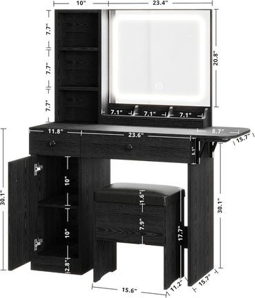 IRONCK Vanity Desk with LED Lighted Mirror - PICK UP ONLY