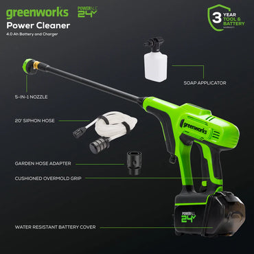 Greenworks 24V 600 PSI 0.8 GPM Cordless Pressure Washer