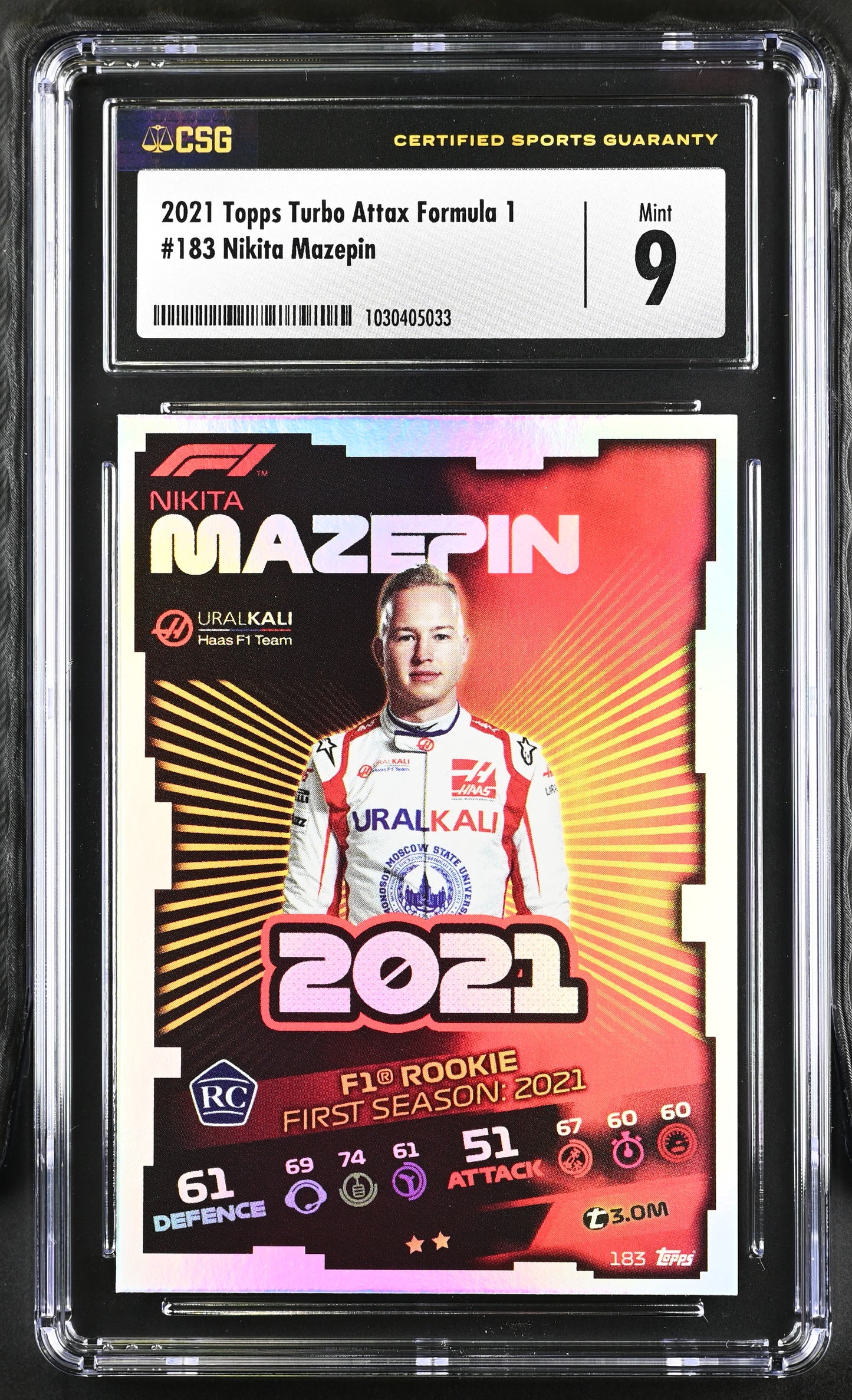Topps Turbo Attax Formula 1 #183 Nikita Mazepin - Mint 9 - 2021