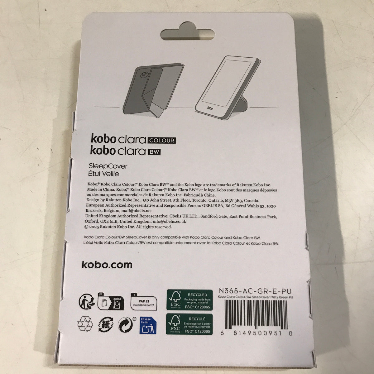 Kobo Clara Colour SleepCover Case - Misty Green