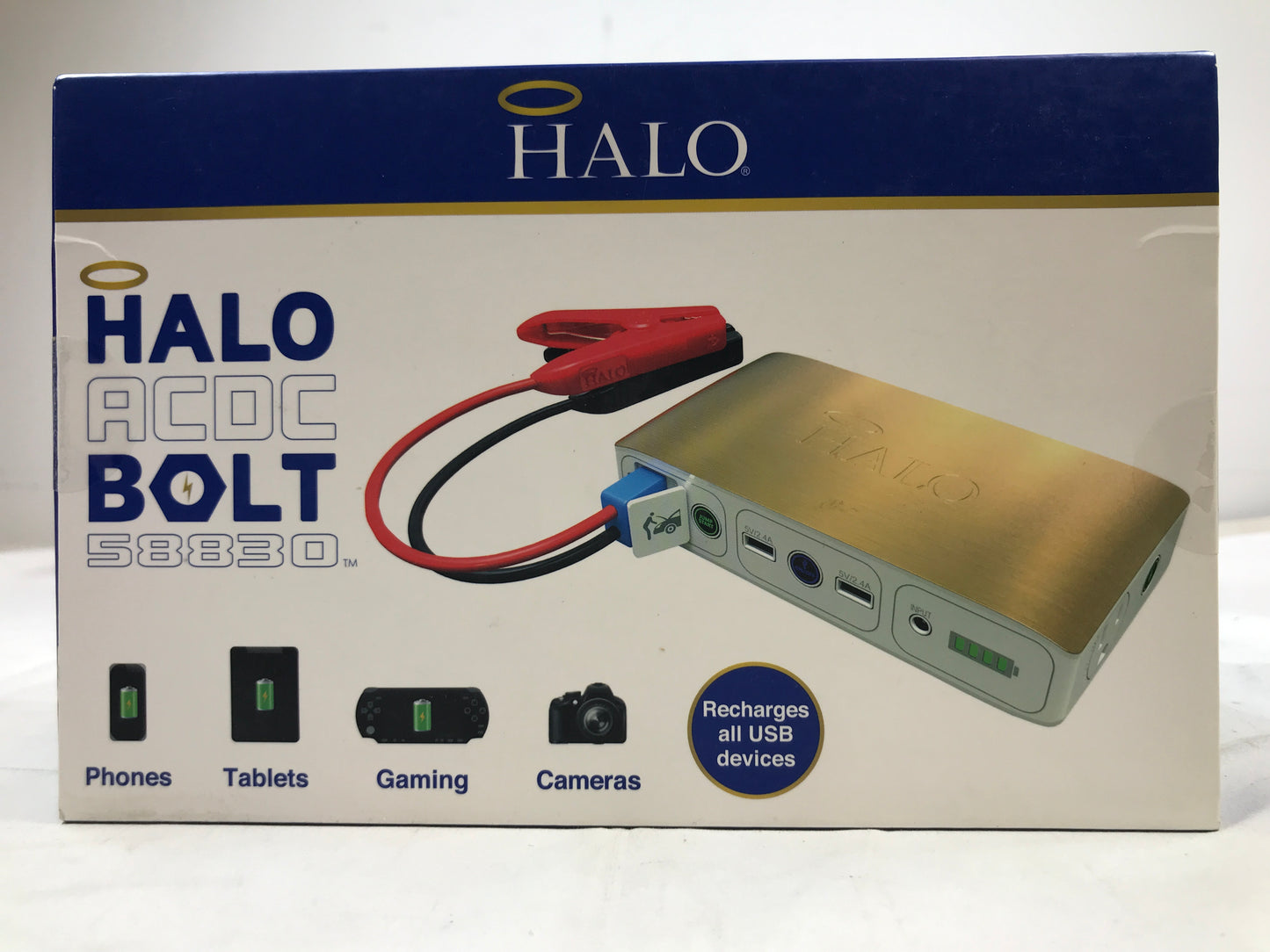 Halo Bolt 58830 Mwh Portable Phone Laptop Charger Car Jump Starter with AC Outlet