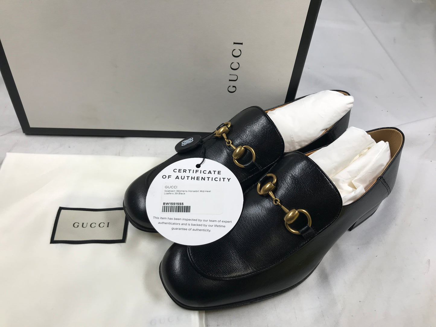 GUCCI Goatskin Horsebit Mid-Heel Loafers - Womens