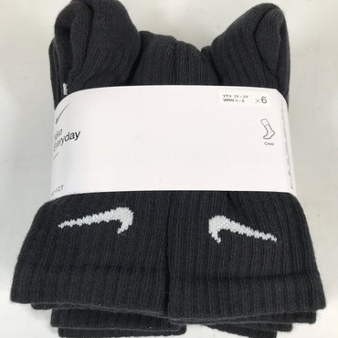 Nike 6 Pack Everyday Cushioned Crew Socks - Black S/P