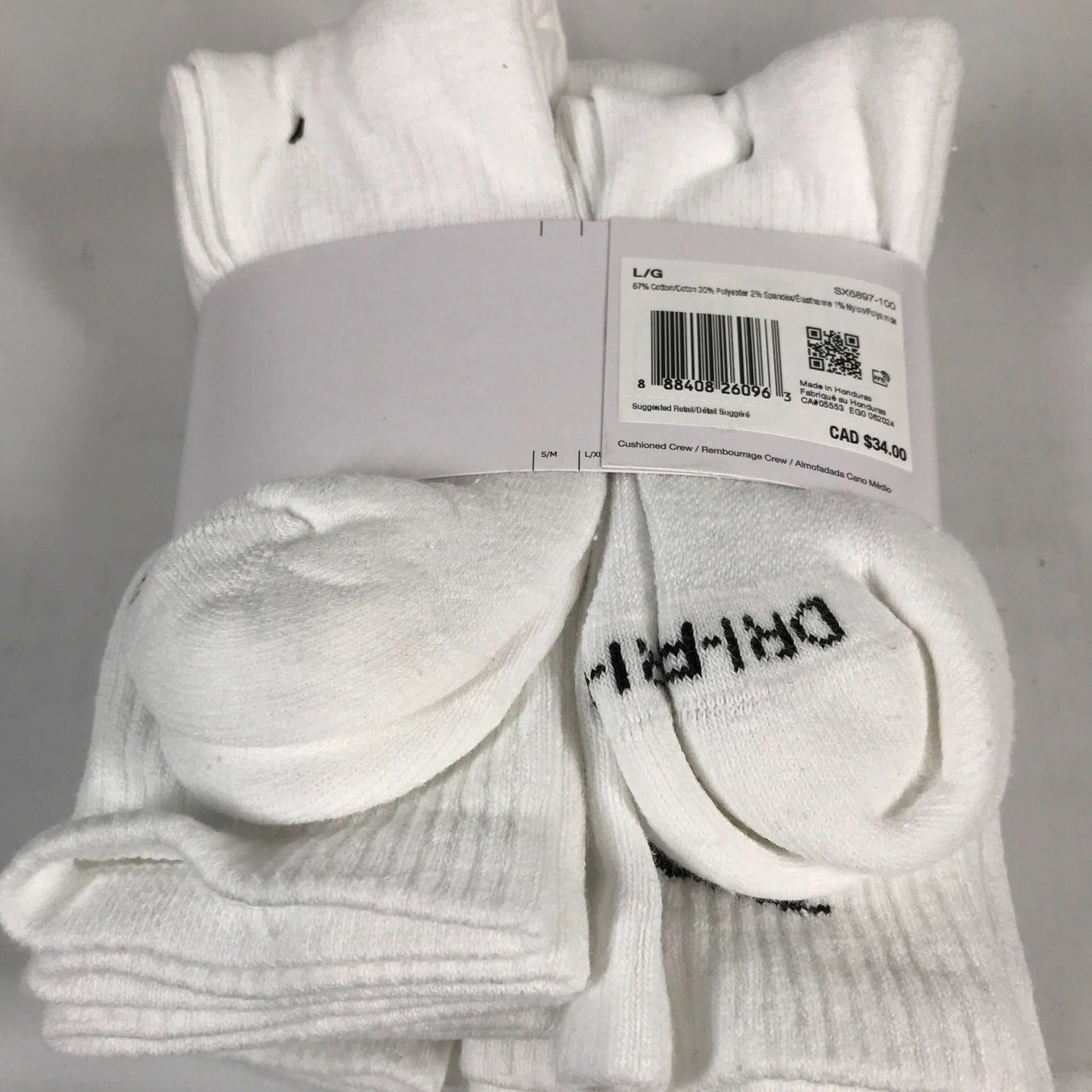 Nike 6 Pack Everyday Plus Cushioned Socks - White L/G