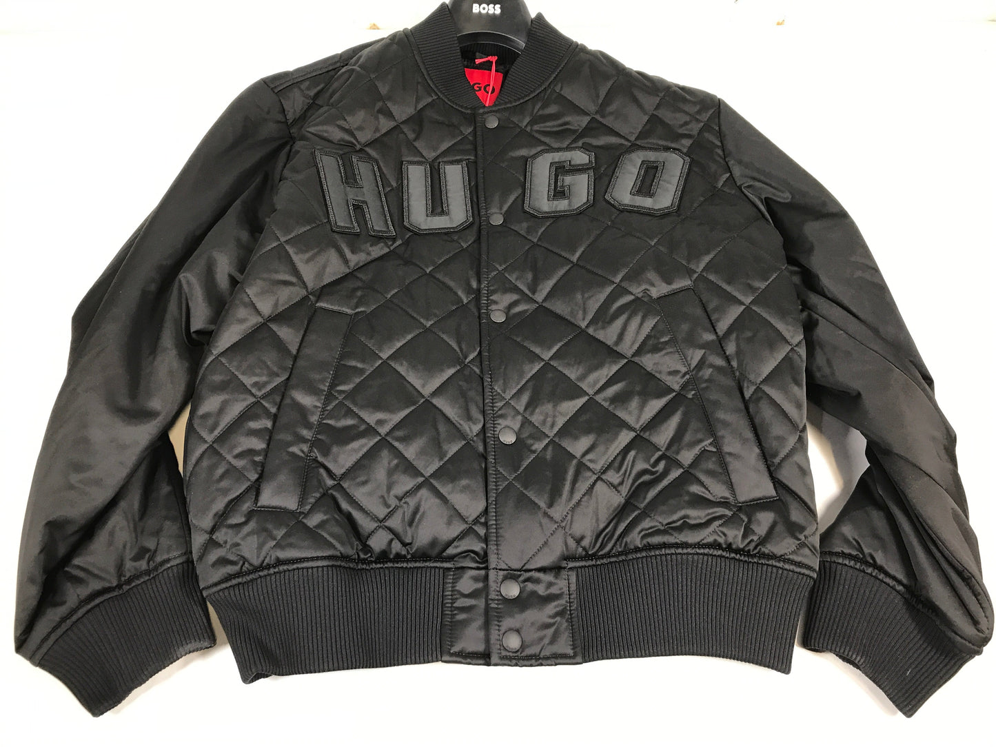 Hugo Boss Satin Bomber Jacket with Varsity-Style Logo