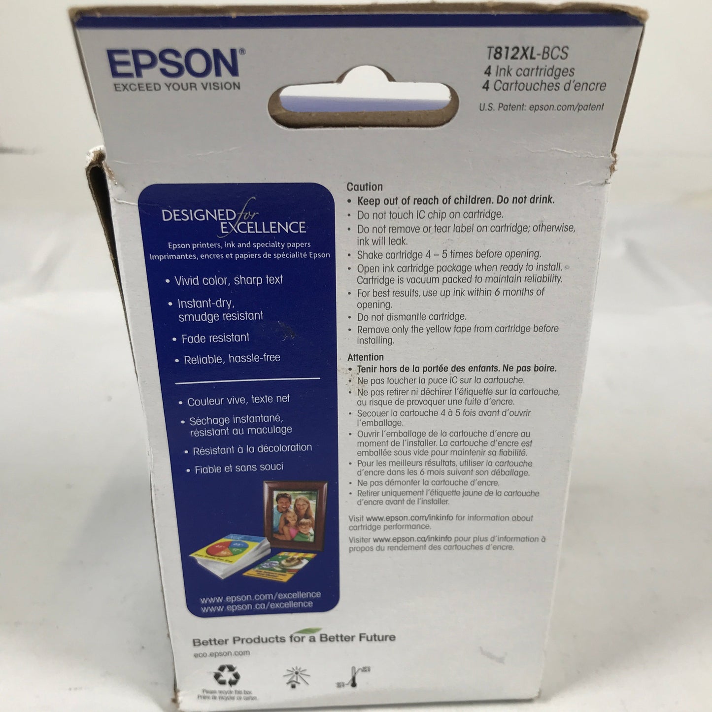 Epson T812XL/T812 Standard Yield Ink Cartridges, 4/Pack