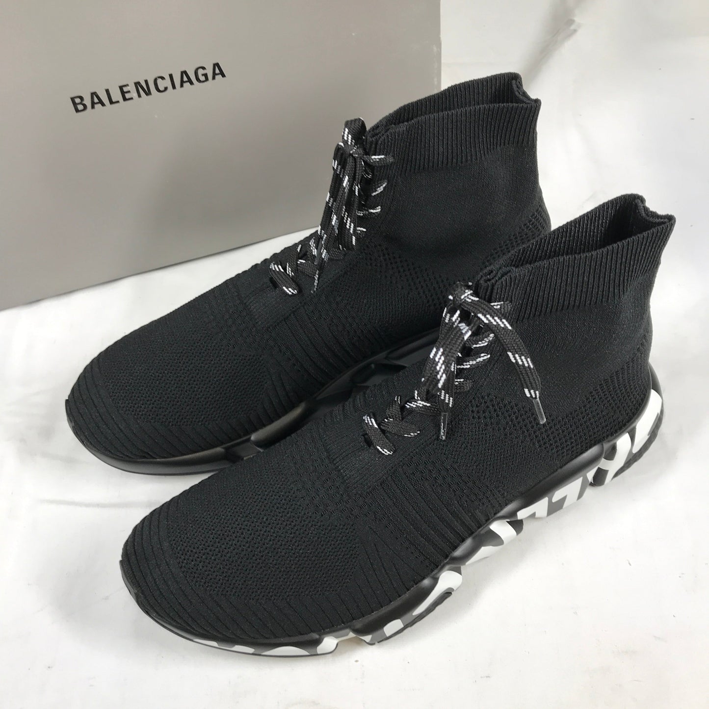 Balenciaga Speed Lace Up Graffiti Recycled Knit