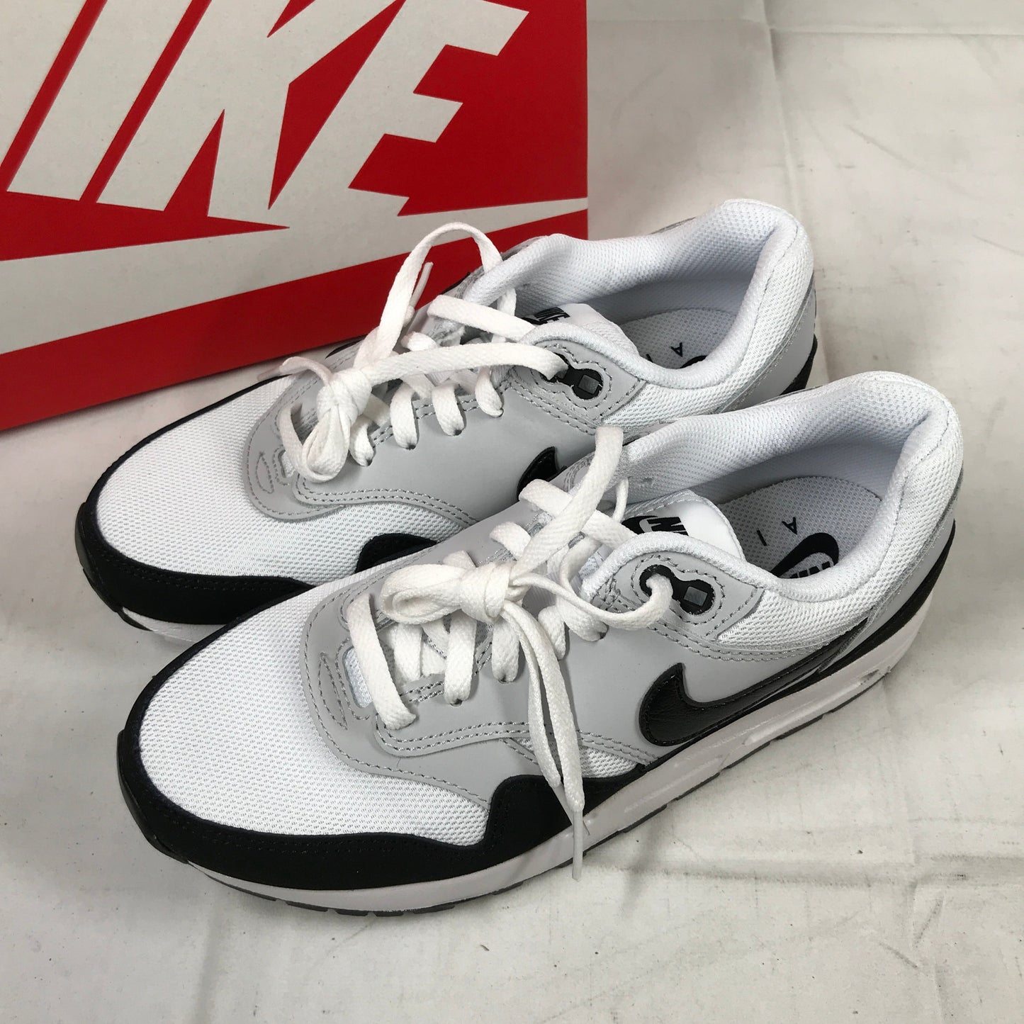 Nike Air Max 1 (GS) - White/Black-Pure Platinum 5Y