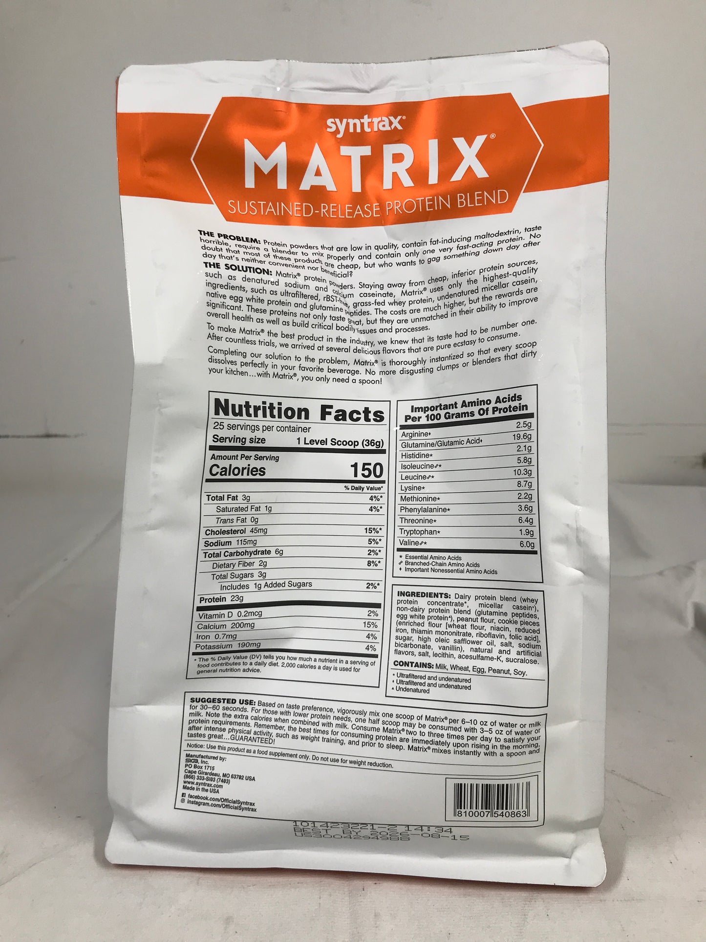 Syntrax Nutrition Matrix Sustained-Release Protein Blend - Peanut Butter Cookie 2lb