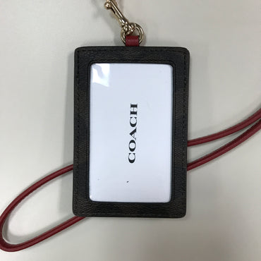 Coach Id Lanyard in Signature Canvas - Brown/Red