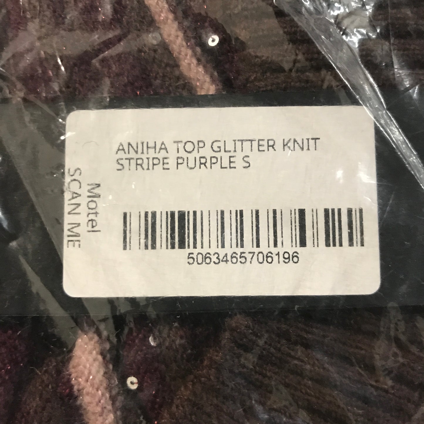 Motel Rocks Aniha Long Sleeve Top in Glitter Knit Stripe Purple