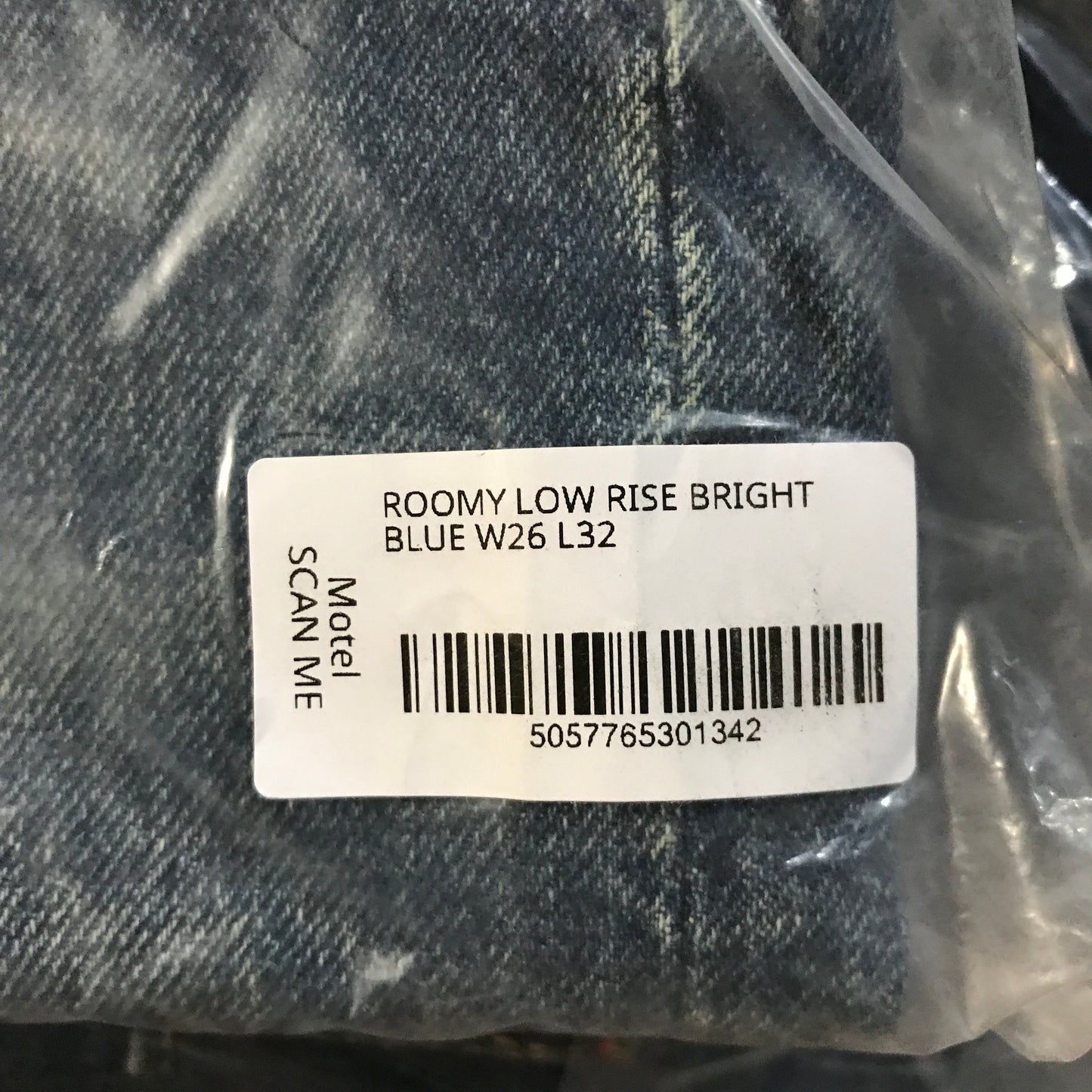 Motel Rocks Roomy Extra Wide Low Rise Jeans in Bright Blue