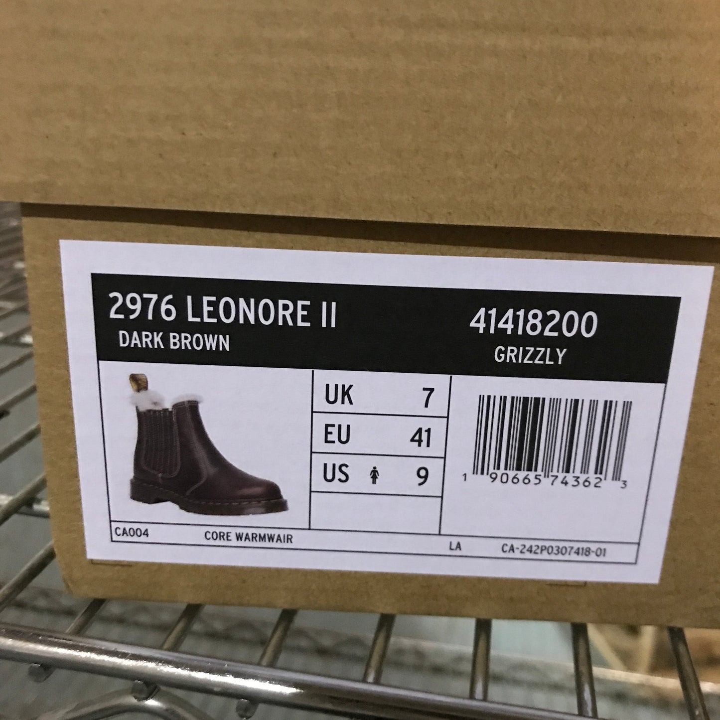 Dr. Martens 2976 Leonore II Faux Fur Lined Grizzly Leather Chelsea Boots - Dark Brown Grizzly