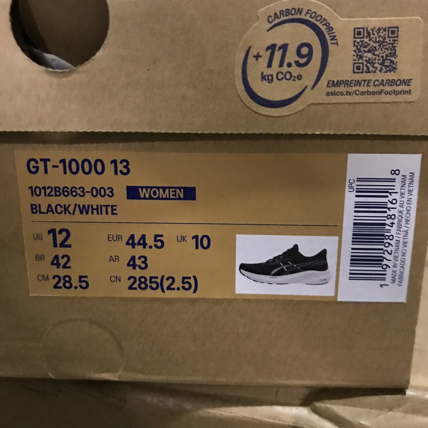 Asics GT-1000 13 Women's Running Shoes - Black/White
