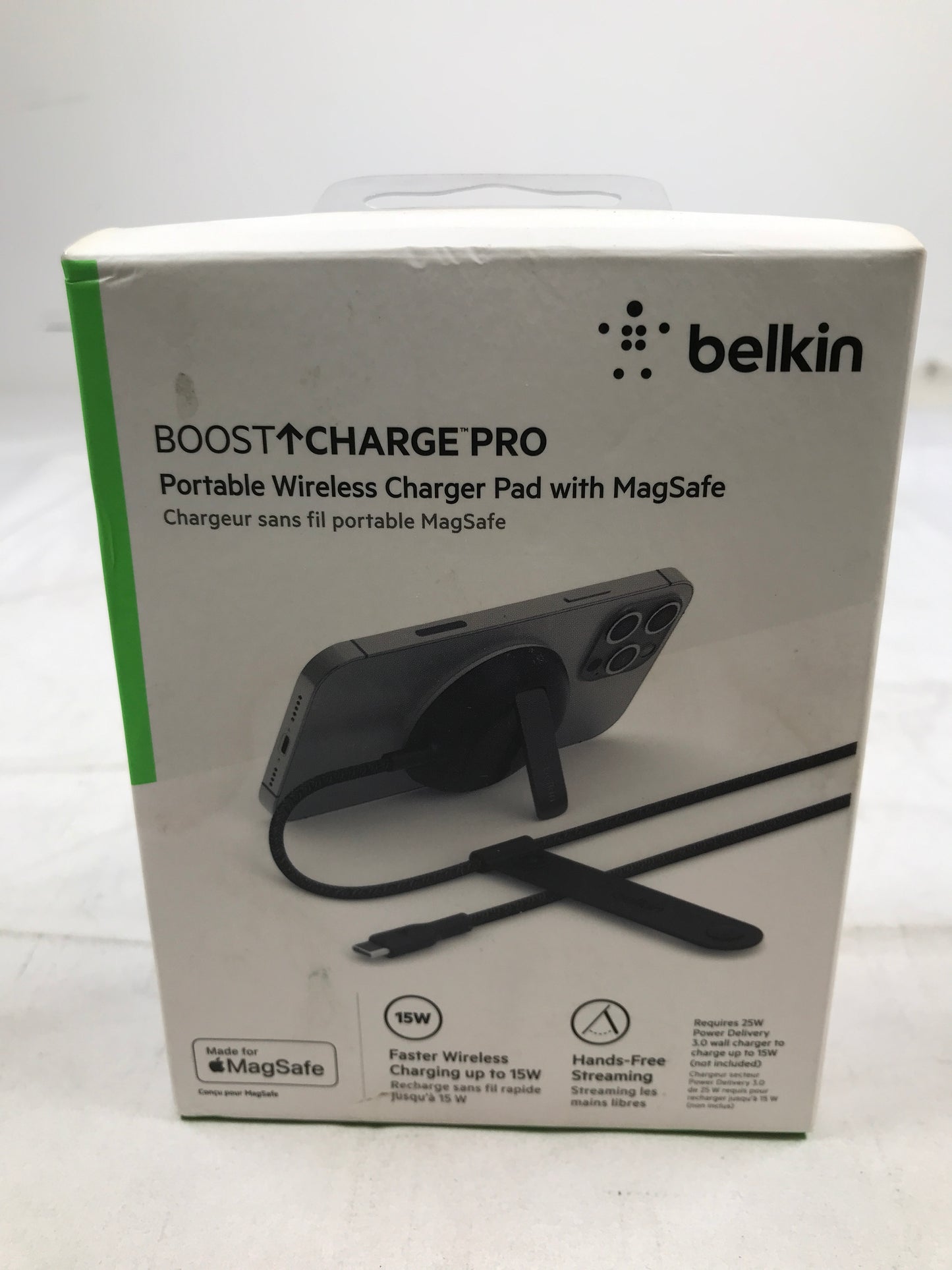 Belkin BoostCharge Pro Portable Wireless Charger Pad with Official MagSafe Charging 15W