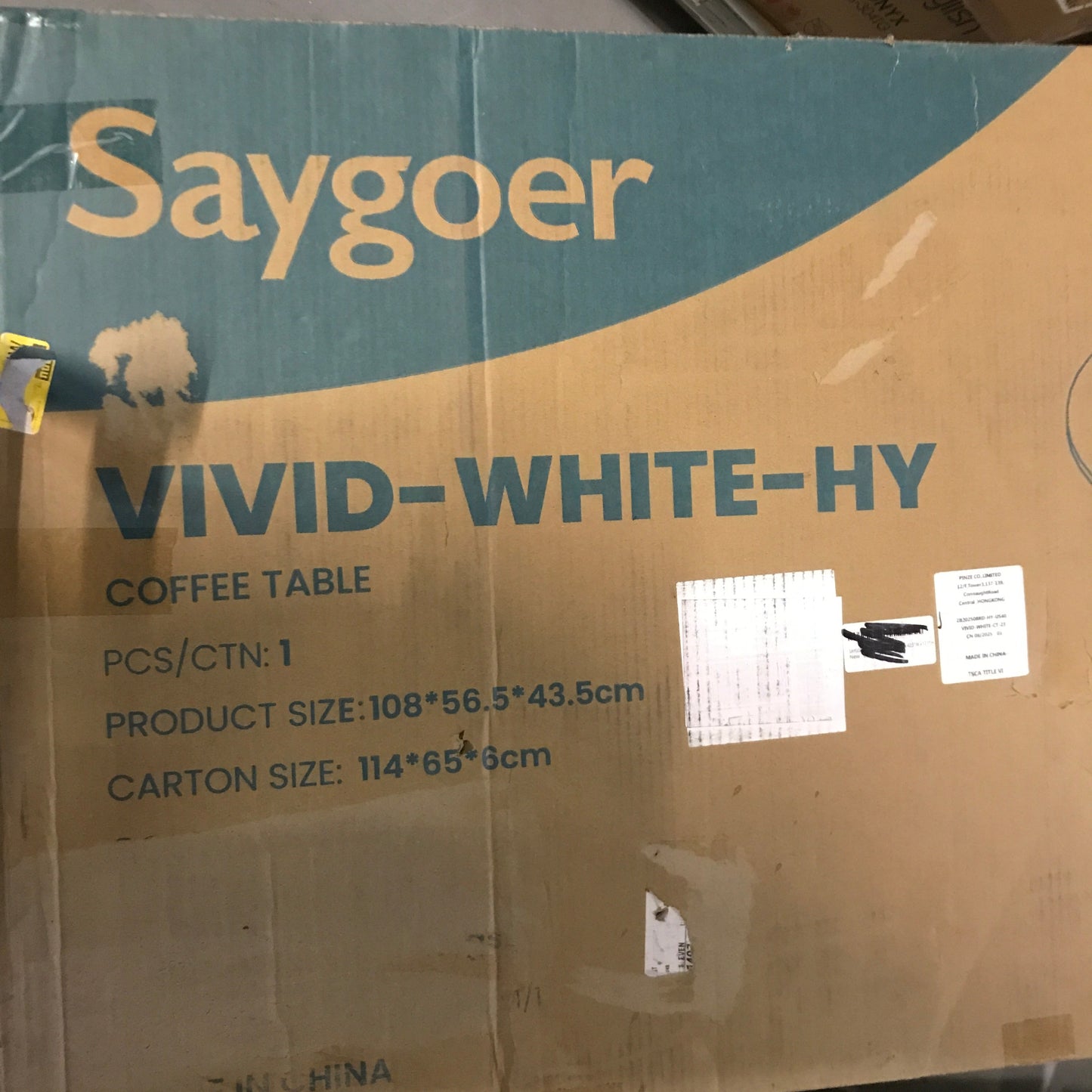 SAYGOER Modern Coffee Table White Oval - PICK UP ONLY