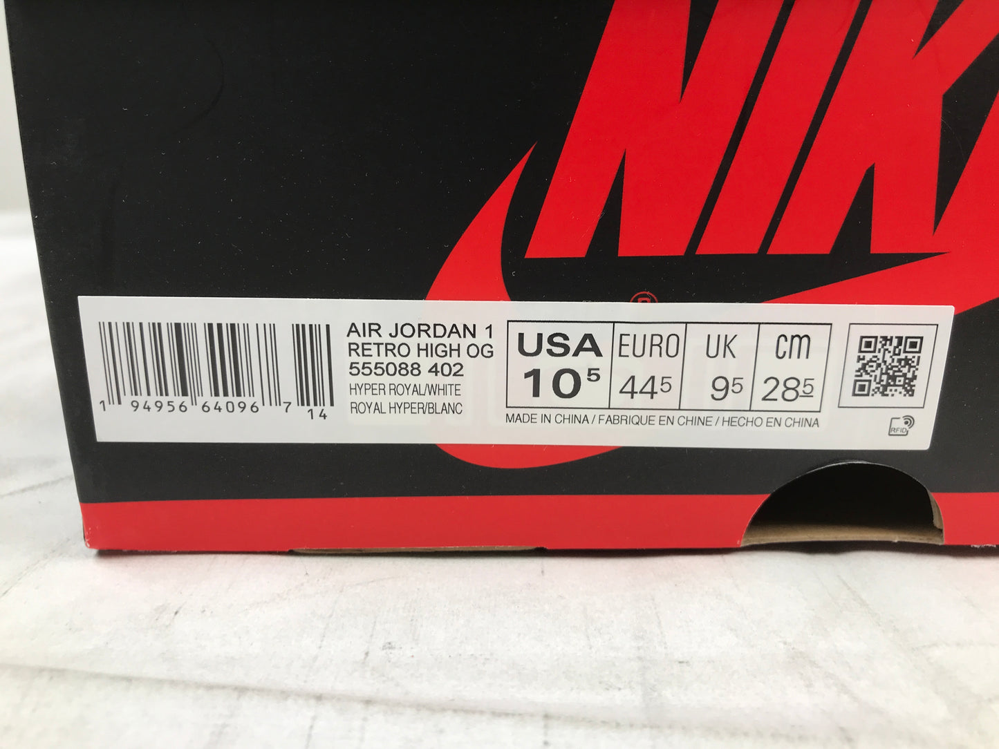 Air Jordan 1 Retro High Hyper Royal Smoke Grey