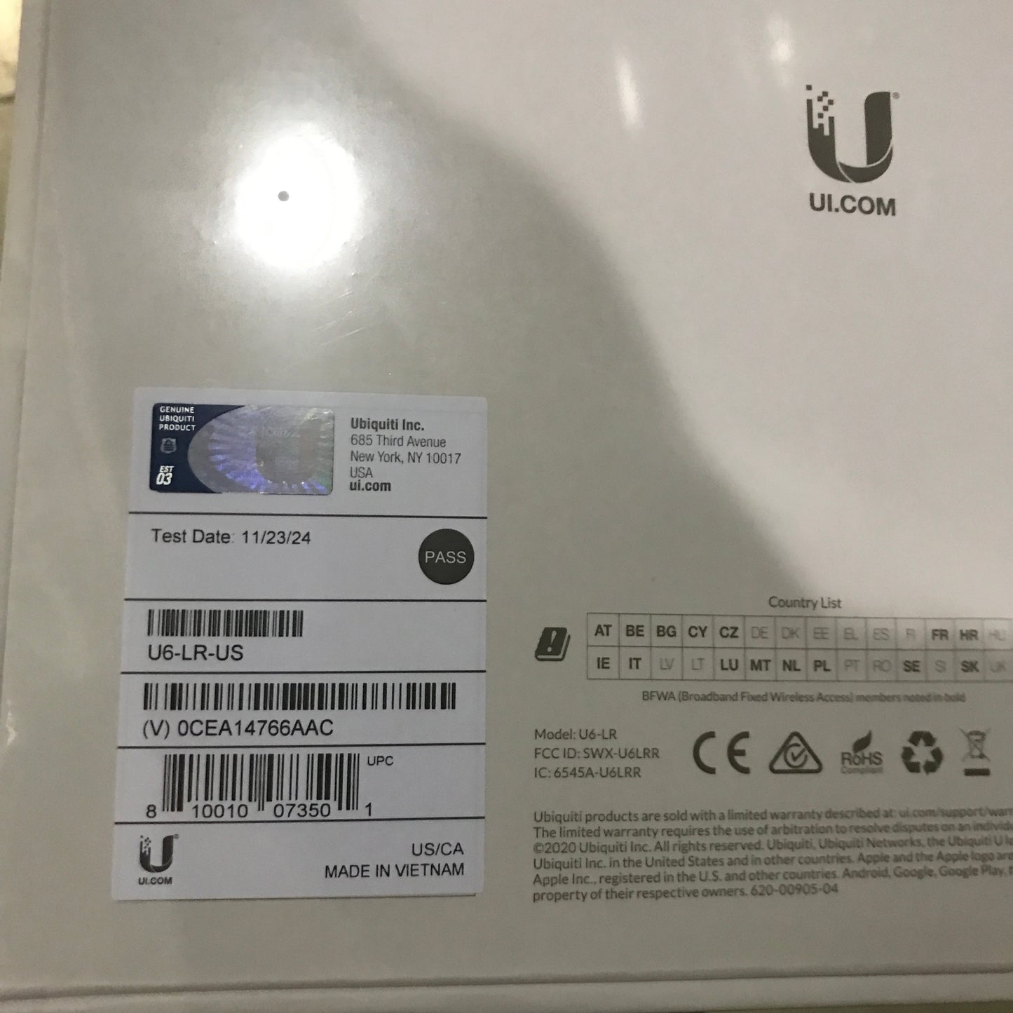 Ubiquiti UniFi 6 Long-Range Access Point (U6-LR-US)