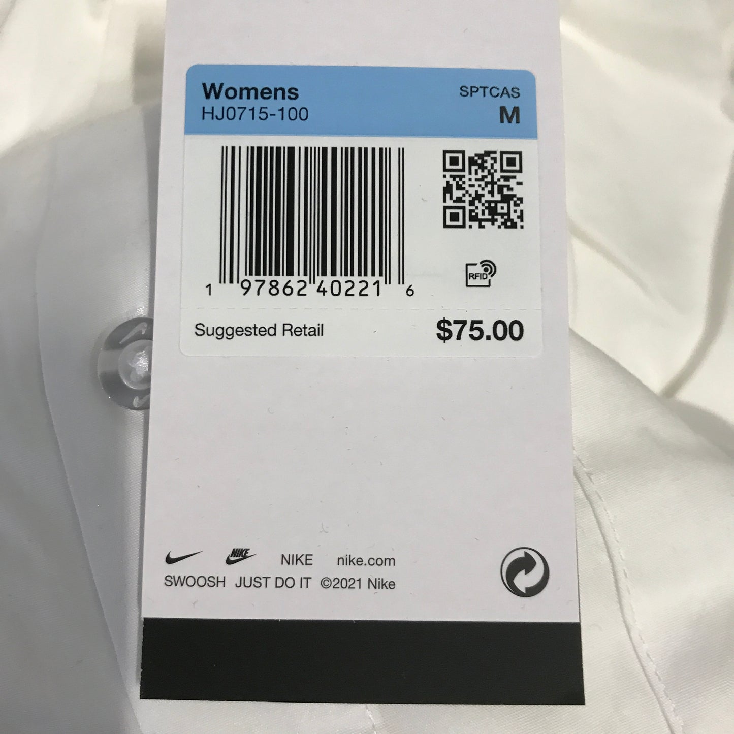 Nike Sportswear Chill Poplin Woven Loose Long-Sleeve Button-Down Top - White