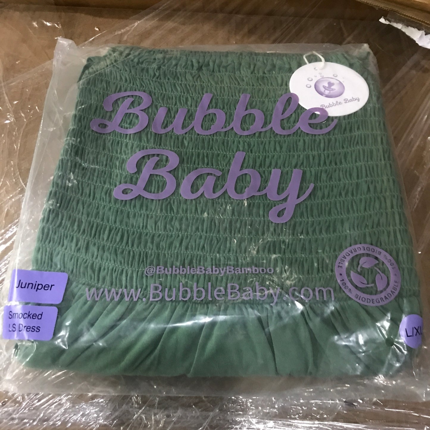 Bubble Baby - Adult Long Sleeve Smocked Dress - Juniper