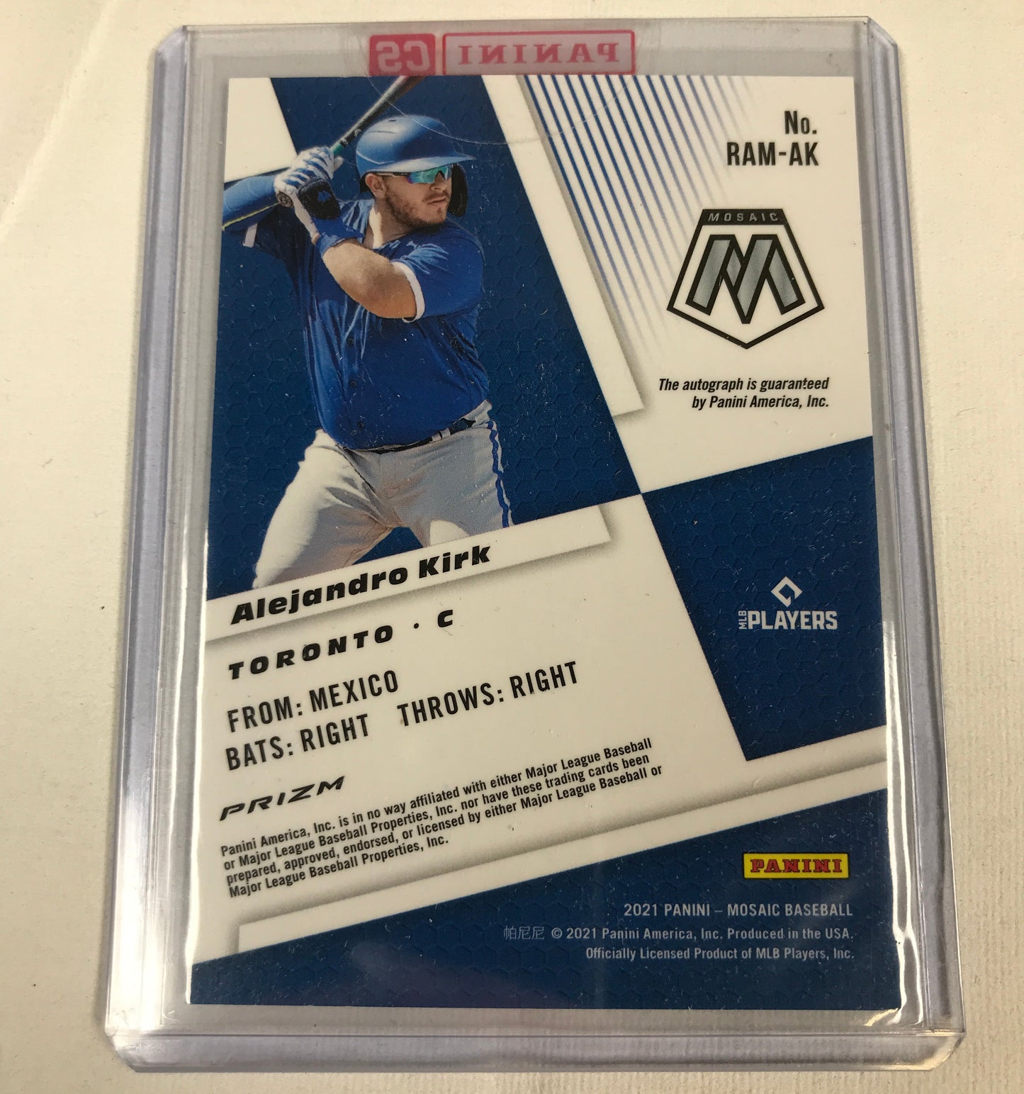 Panini Modaic Baseball Alejandro Kirk Signed Card 2021 - Blue Jays