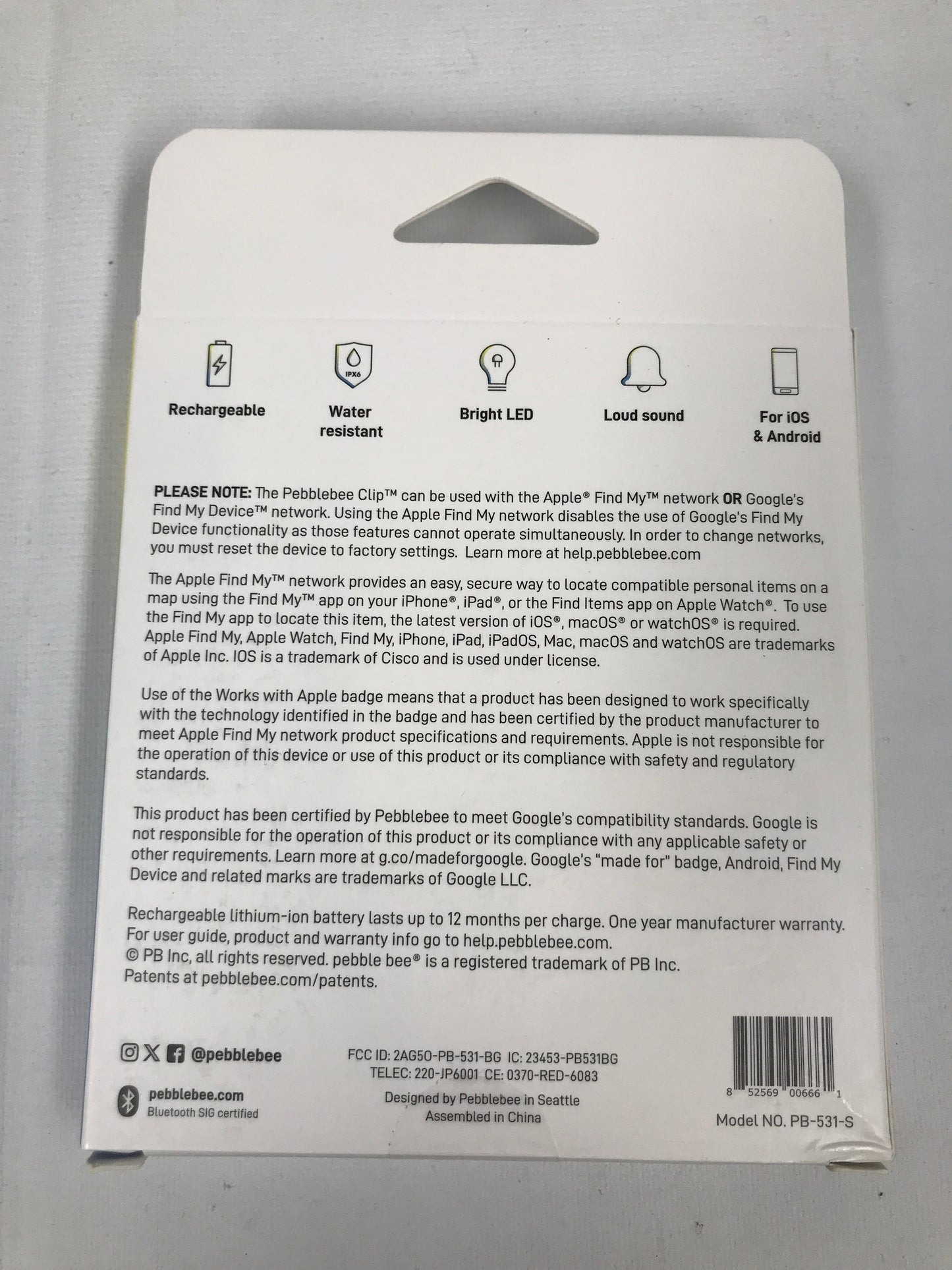 Pebblebee Clip Universal Mini Item Finder