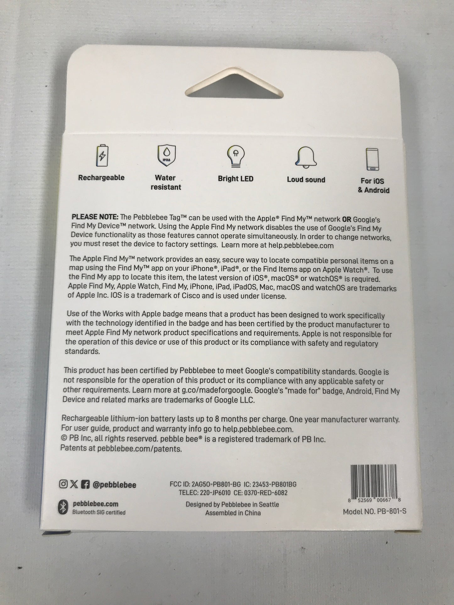 Pebblebee Tag Universal Mini Item Finder