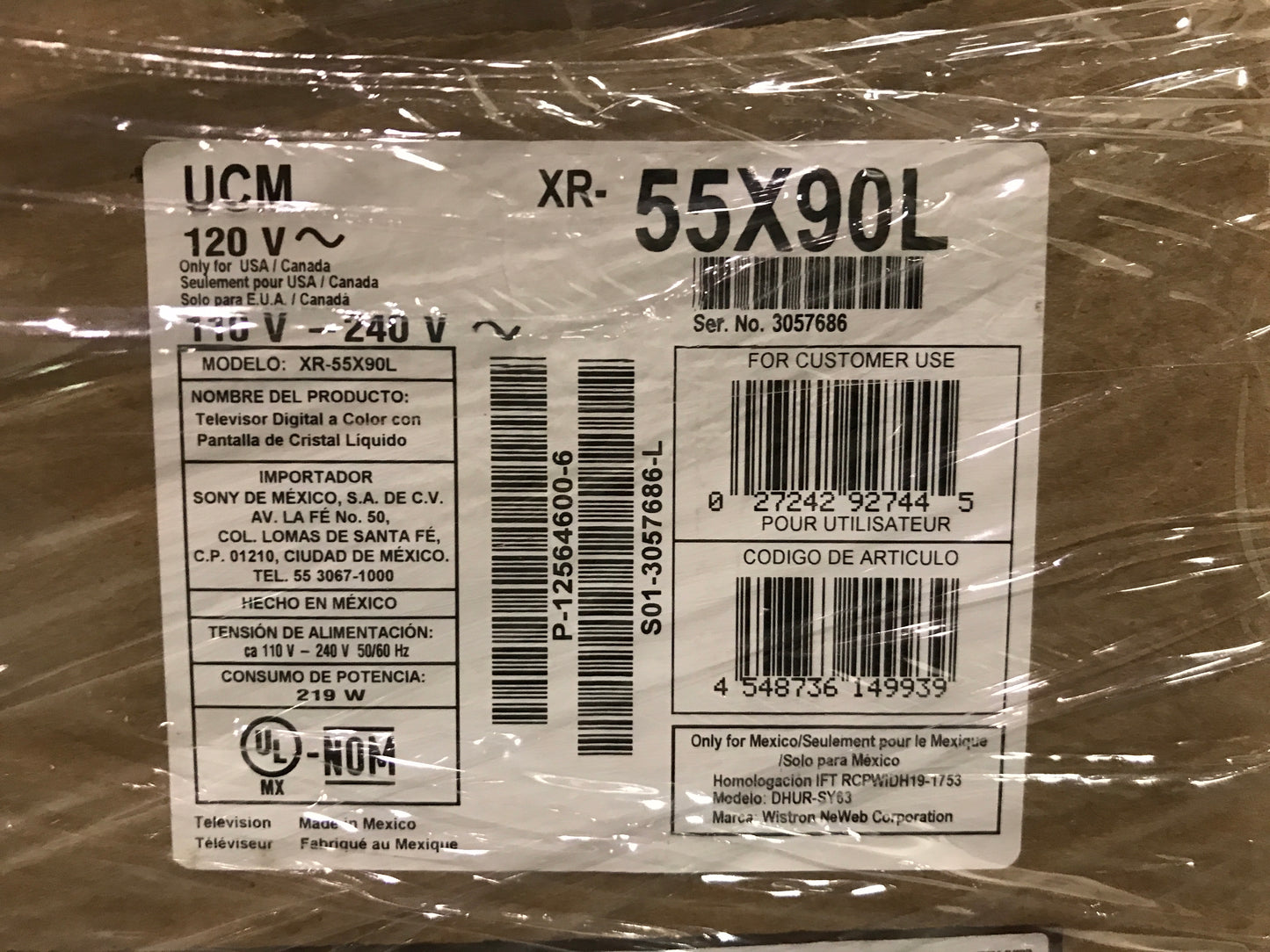 Sony Bravia XR 55" X90L Series 4K UHD HDR LED Smart Google TV - PICK UP ONLY