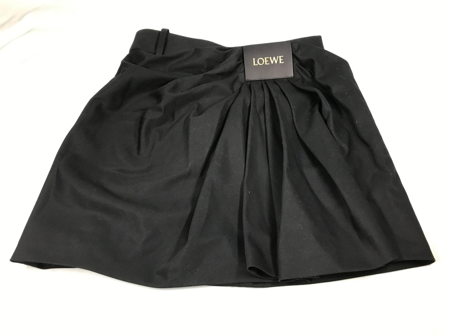Loewe Draped Cotton And Silk-Blend Twill Mini Skirt in Black